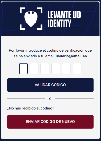 Introducir código y nueva contraseña